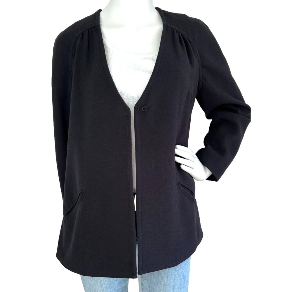 Nurture Dillards Black Collarless Blazer Jacket XS Minimalist Office Siren EUC